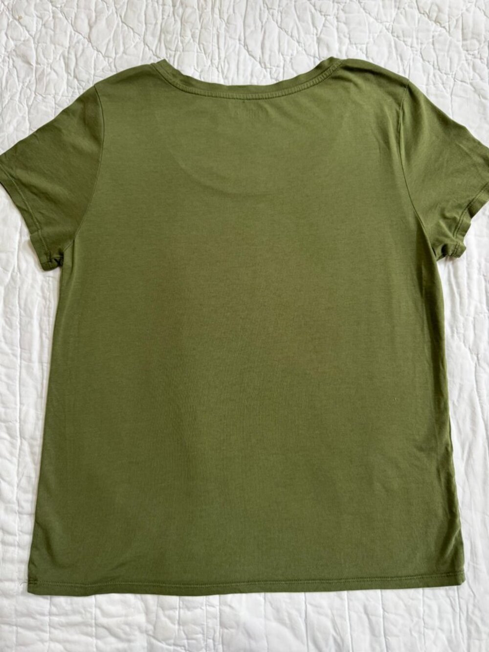 🫒Olive Cotton‑Modal Scoop‑Neck Tee Quince Women’s Large Soft Essential Top - Picture 2 of 8